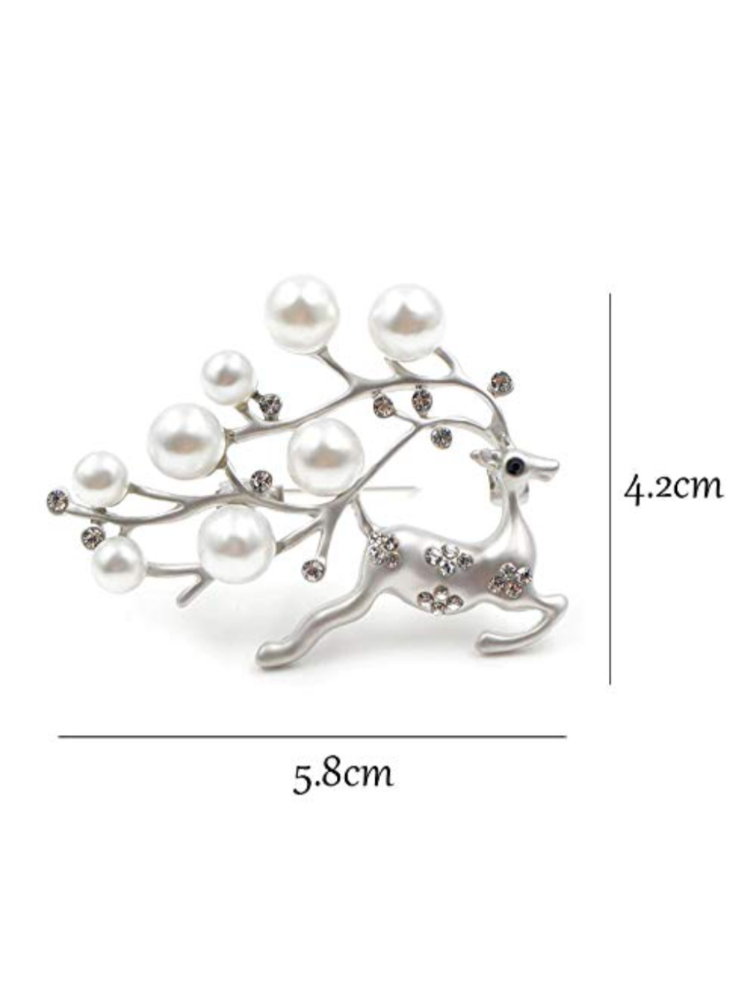 YouBella Jewellery Latest Stylish Crystal Unisex Deer Brooch for Women/Girls/Men (Silver)